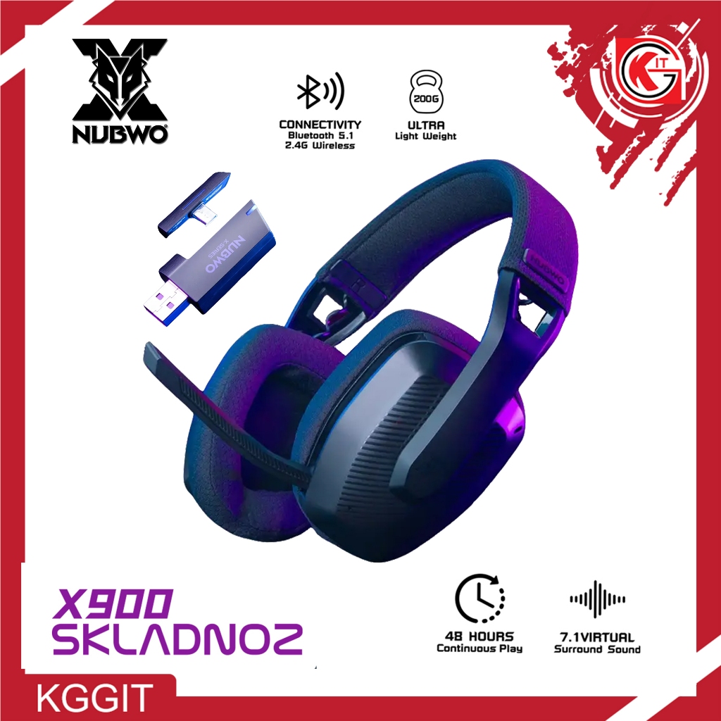 หูฟังเกมมิ่ง Nubwo X900 สัญญาณไร้สาย 2.4G และ Bluetooth 5.1 เสียง 7.1 Virtual Surround Gaming Headse