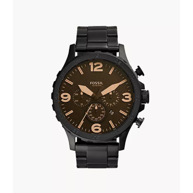 Fossil Nate Chronograph Black Ion-plated Men's Watch JR1356 50mm JR1401 JR1354 JR1353 JR1487