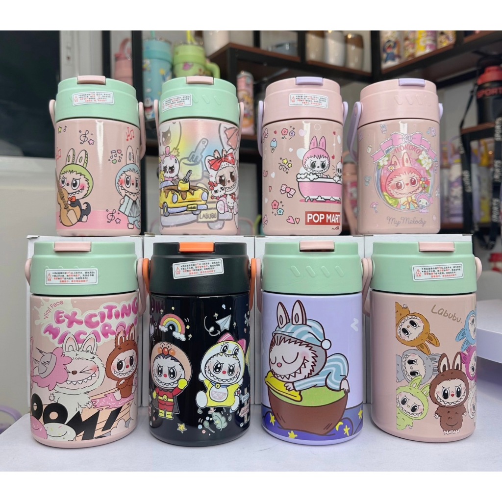กระบอกน้ำเด็กลายการ์ตูนน่ารักๆ ขนาด500ml สแตนเลส316 เก็บอุณหภูมิ 10+ชั่วโมง แก้วมีหูหิ้วขนาดพกพา