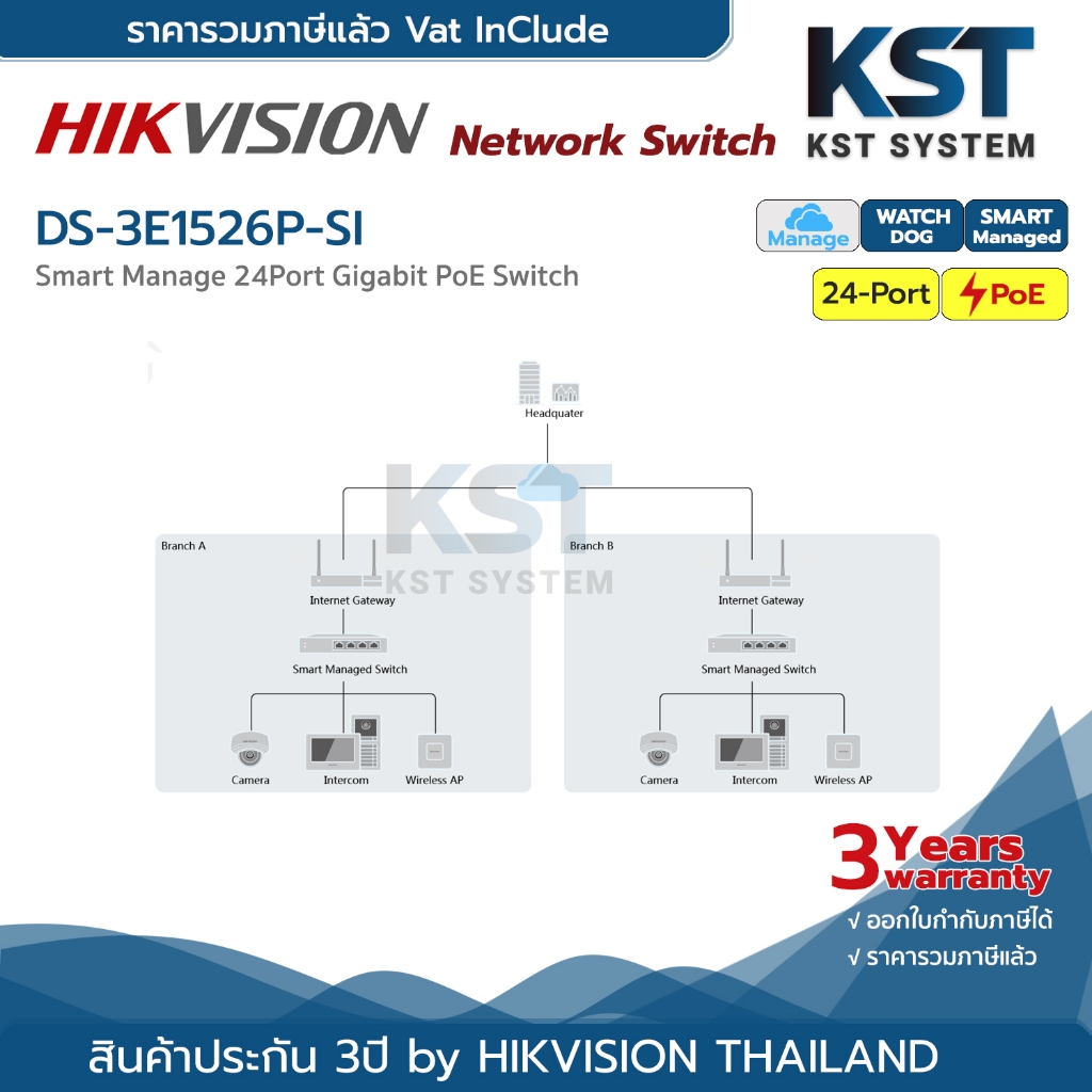 DS-3E1526P-SI Hikvision Smart Managed PoE Switch 24Ports