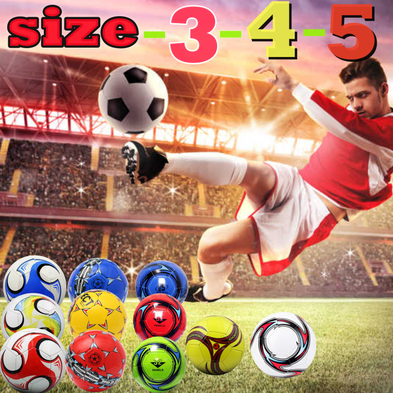 ลูกฟุตบอล หนังเย็บ ขนาดมาตรฐาน Size3. Size4. Size5 หนัง PU นุ่ม เงา ทำความสะอาดง่าย