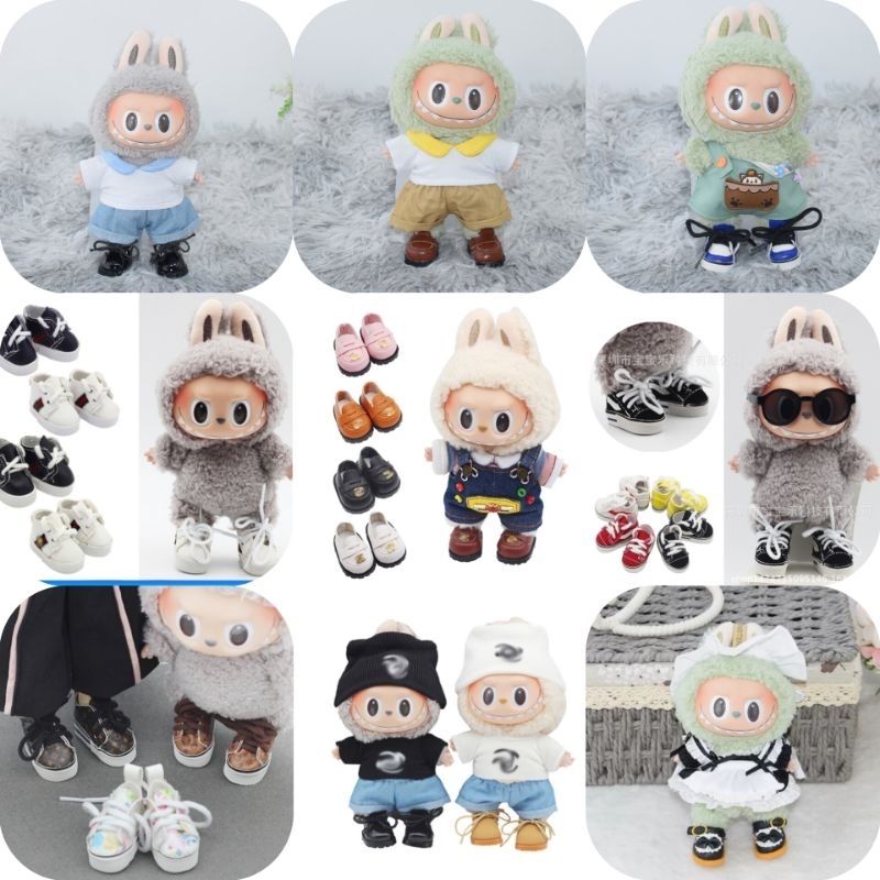 พร้อมส่ง รองเท้าตุ๊กตา labubu รุ่นพวงกุญแจ​ macaron