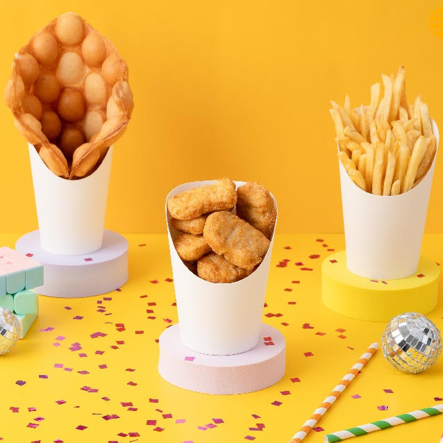 ถ้วยปากเฉียง แก้วปากเฉียง กันน้ำมัน กันรั่วซึม ผลิตด้วยกระดาษ Foodgrade  (1 แพ็ค 25ใบ) มีราคาส่ง