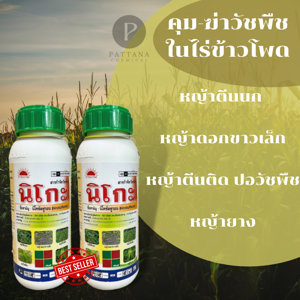 นิโกะ สารกำจัดวัชพืชในไร่ข้าวโพด ขนาด 500cc ข้าวฟ่างผี หญ้าโขย่ง หรือหญ้าขน หญ้าปากควาย หญ้าตีนกาหญ้าตีนติด และหญ้าอื่นๆ