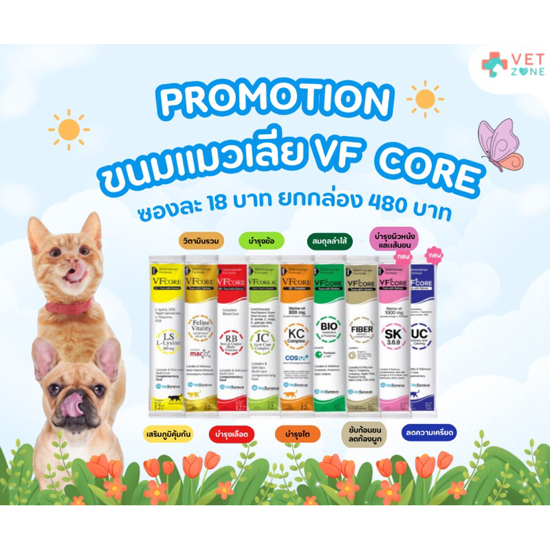 VF core ขนมแมวเลีย -อาหารเสริมสำหรับแมว (แบบยกกล่อง)