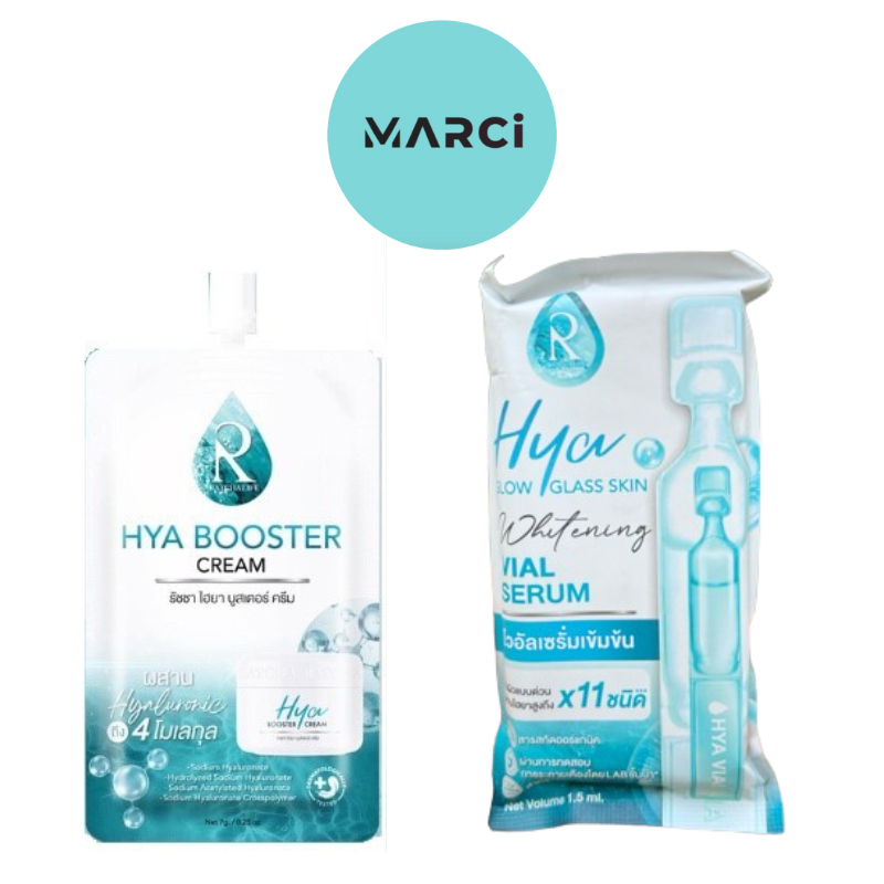 Ratcha Hya Booster Cream/Hya Glow Glass Skin Whitening Vial Serum ครีมบำรุงผิวหน้า จากรัชชา [1 ซอง]