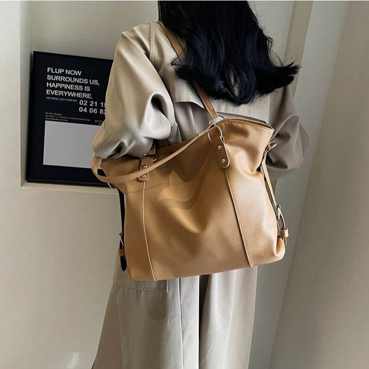 Fashion กระเป๋าสะพายไหล หนังPU สะพายข้างได้ สีเรียบ จุของได้เยอะ  สไตล์เกาหลี สำหรับคุณผู้หญิง พร้อมส่งจากไทย B-872