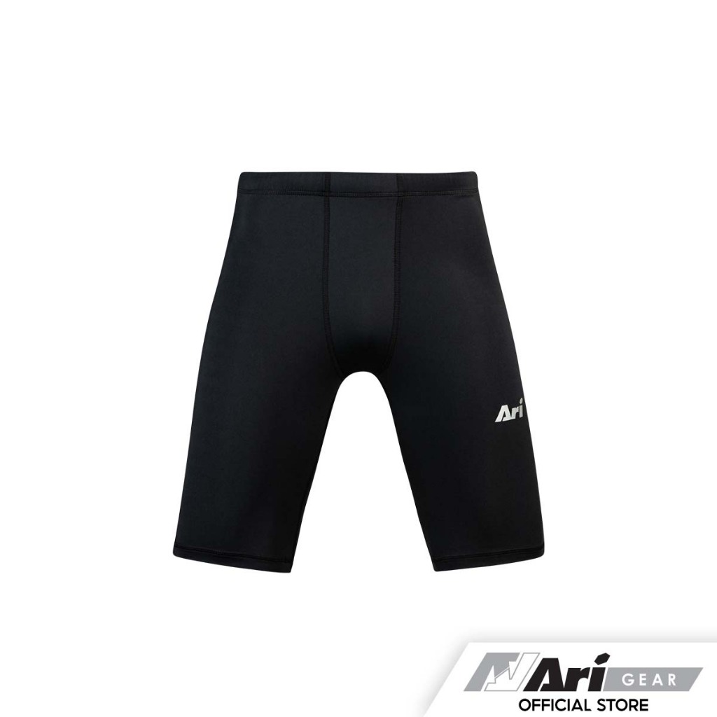 ARI MEN'S PERFORMANCE COMPRESSION SHORTS - BLACK/SILVER/BLACK กางเกงรัดกล้ามเนื้อชาย อาริ สีดำ