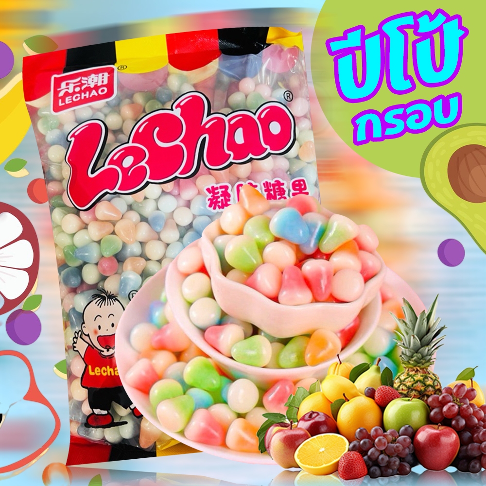 🍉🍑ปีโป้กรอบ 1kkg. รสผลไม้รวม (สินค้ามี อย. ถูกต้อง) กรอบนอกนุ่มใน ปีโป้รวมรส ทานเพลิน