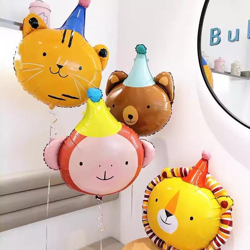 [พร้อมส่ง] มาใหม่ ลูกโป่งฟอยล์สัตว์ใส่หมวก ลูกโป่งฟอยล์สัตว์น่ารัก ตกแต่งปาร์ตี้วันเกิด เด็กๆ ชอบมาก