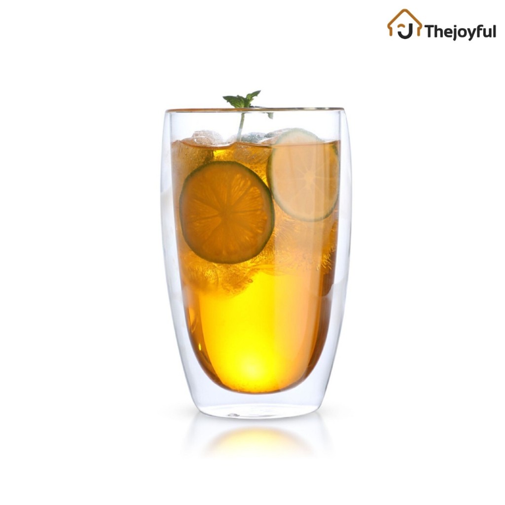 Thejoyful แก้วสองชั้น 80ml 150ml 350ml 450ml แก้ว 2ชั้น Double Wall Glass ใช้กับน้ำร้อน น้ำเย็น
