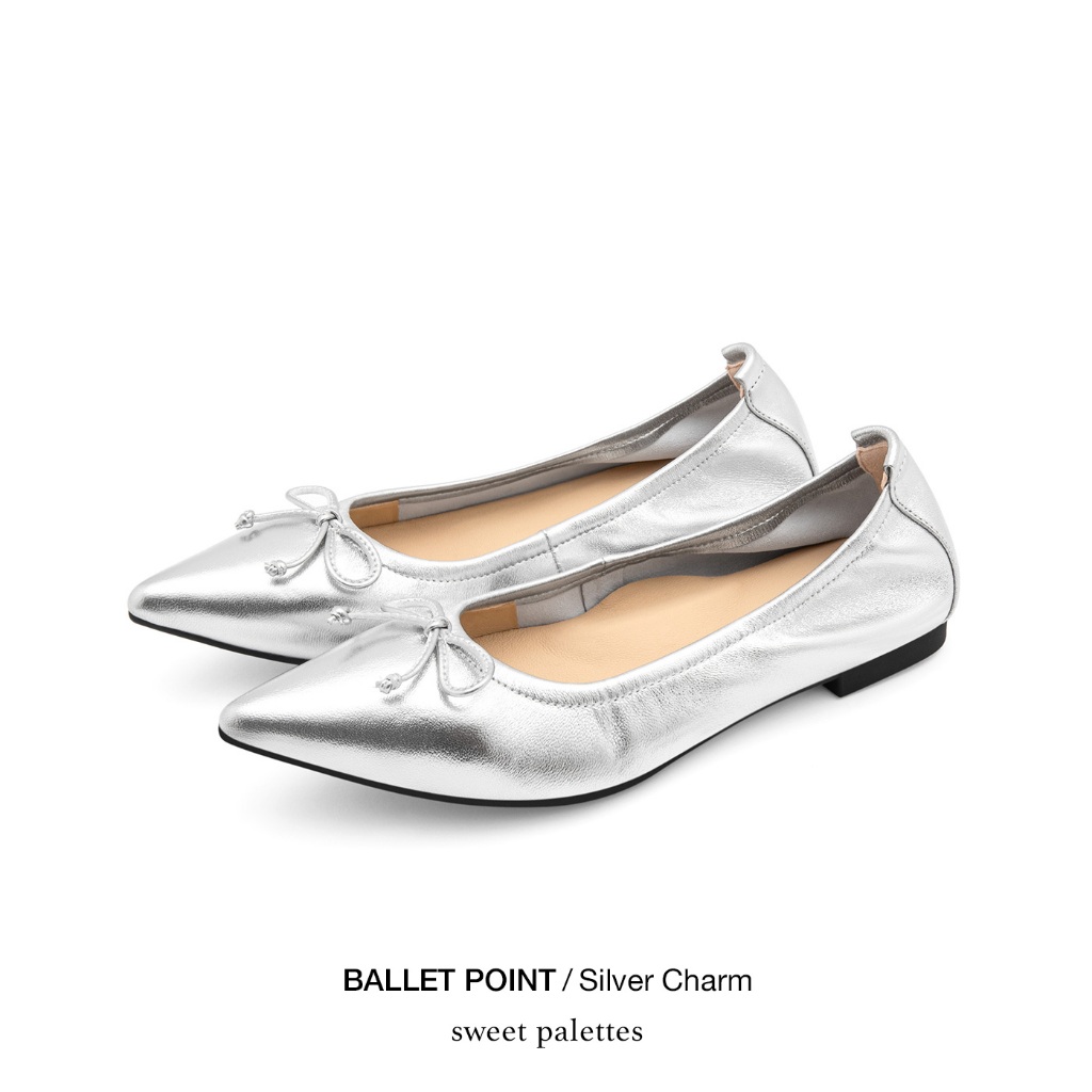 Sweet Palettes รองเท้าหนังแกะ Ballet Point Silver Charm