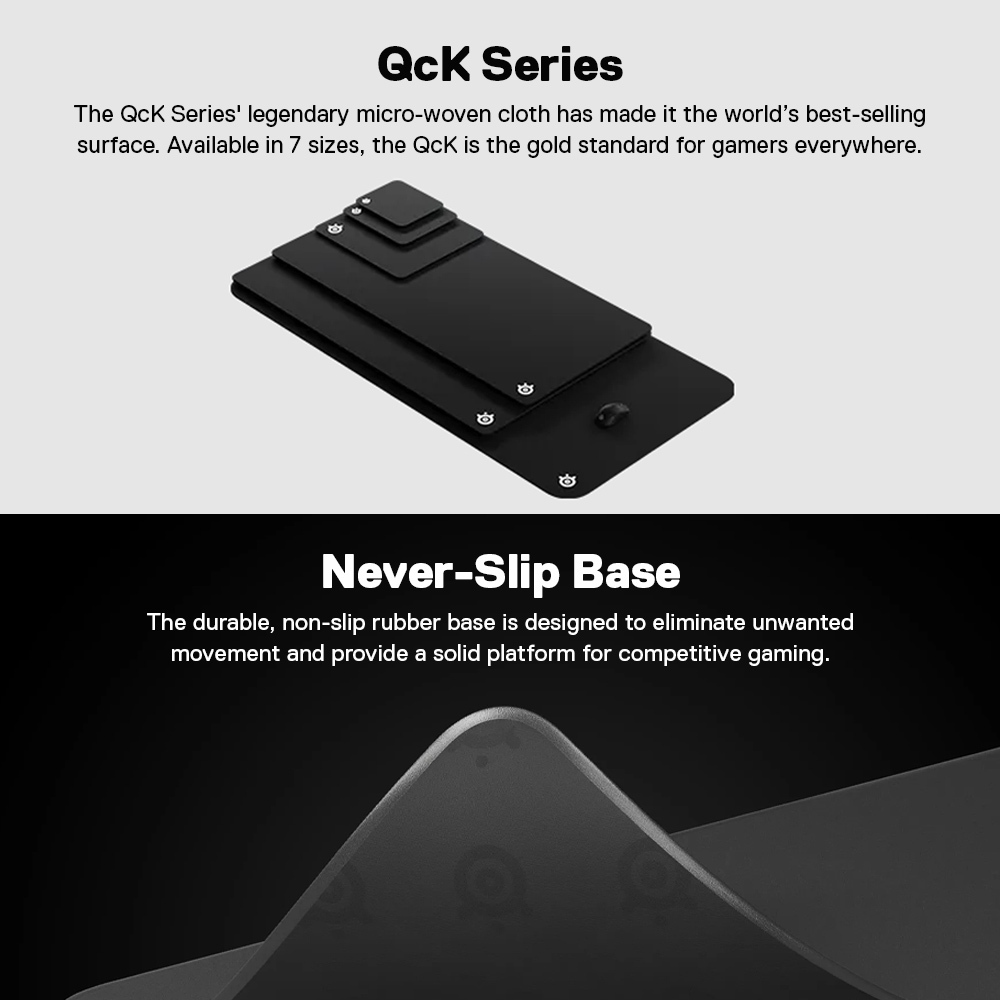 SteelSeries QcK Gaming Mousepad แผ่นรองเม้าส์ แบบ Control รุ่นเริ่มต้น ผ้า Micro-woven cloth S/L