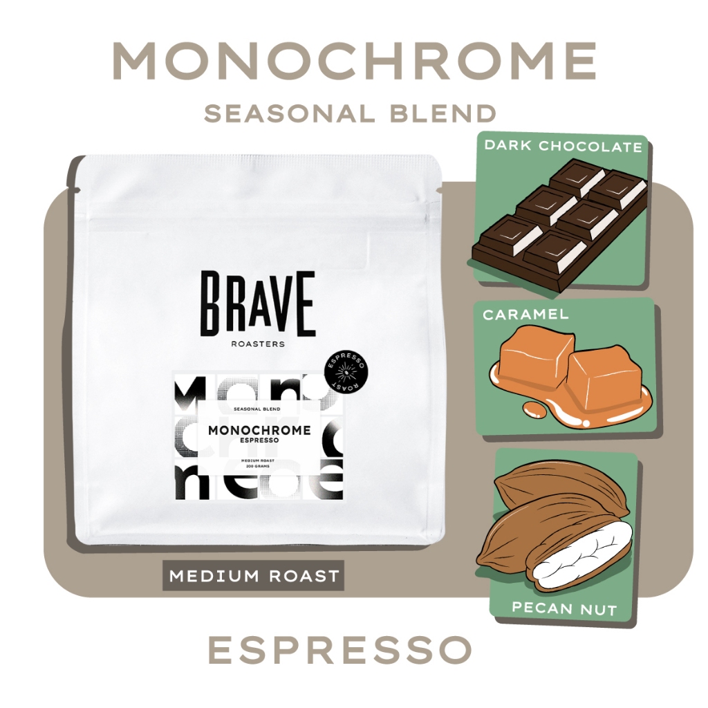 [Brave Roasters] กาแฟ Monochrome Espresso / คั่วกลาง Medium Roast *จัดส่งจันทร์-ศุกร์*