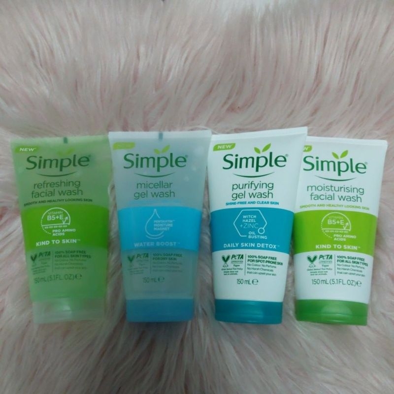 Simple refreshing facial wash micellar gel wash and purifying gel wash150 ml.