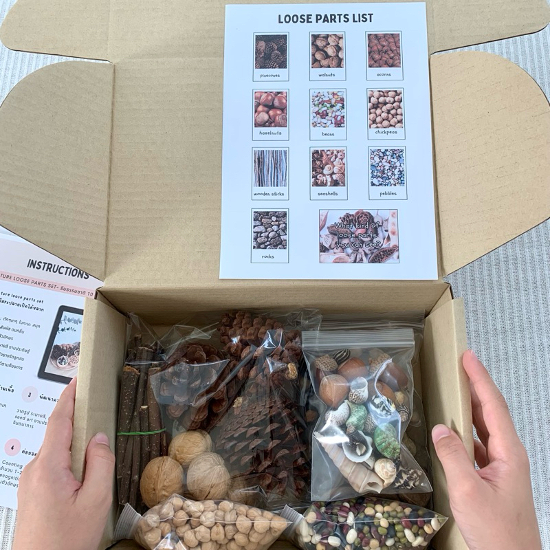 ชุดsensory play ธีมธรรมชาติ natural loose parts 10 อย่าง 1 ก.ก sensory bin ของเล่นปลายเปิด เสริมทักษะกล้ามเนื้อมัดเล็ก