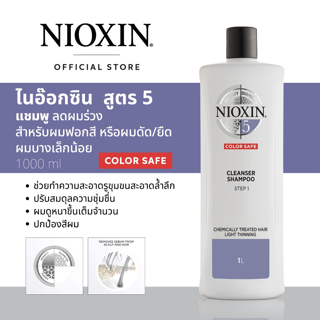 NIOXIN SHAMPOO SYSTEM 6 FOR BLEACHED PERMED REBONDED HAIR 1000ML สูตร6 สำหรับผมฟอกสีหรือผมดัด/ยืด ผมบางมาก 1000 มล.