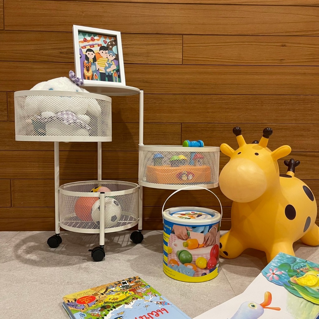 kassa Home ชั้นเหล็กวางของอเนกประสงค์ทรงกลม 3 ชั้น Swing Kassa Home ขนาด 33.5x33.5x61 พร้อมล้อเลื่อน