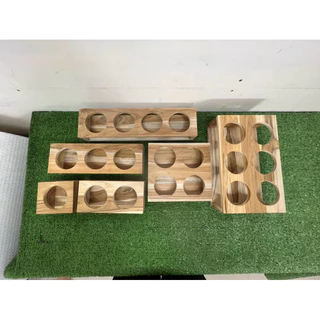 ที่วางแก้ววางขวดแบบหลุมมีหลายขนาดทำจากไม้สัก