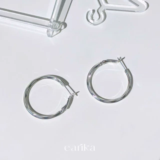 earika.earrings - big hoop ต่างหูห่วงก้านเงินแท้ชุบทองคำขาว ผิวแพ้ง่ายใส่ได้