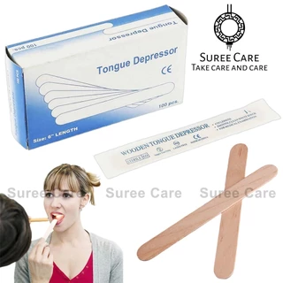 ไม้พายกดลิ้น ขนาดมาตรฐานปลอดเชื้อ ไม้ขัดขอบเรียบ 100 ชิ้น Standard Wooden Tongue