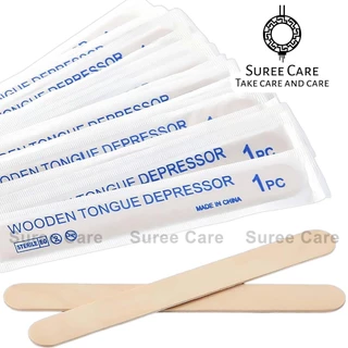 ไม้พายกดลิ้น ขนาดมาตรฐานปลอดเชื้อ ไม้ขัดขอบเรียบ 100 ชิ้น Standard Wooden Tongue