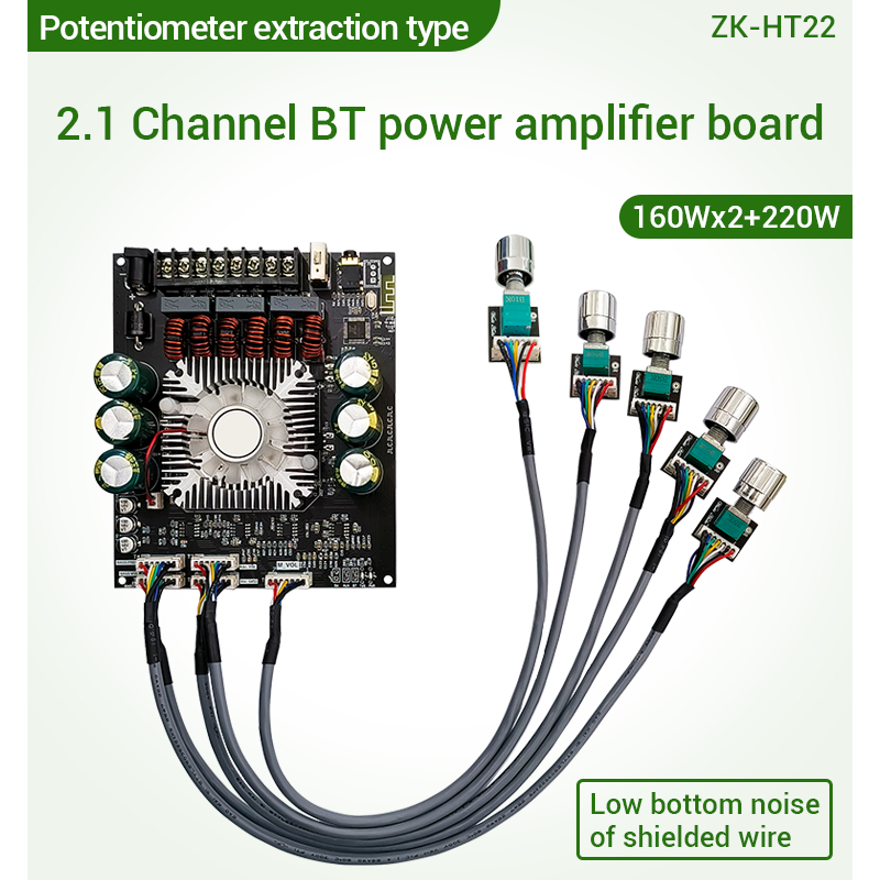 ZK-HT22 โมดูลขยายเสียงซับวูฟเฟอร์ บลูทูธ 2.1 ช่อง TDA7498E 160WX2+220W