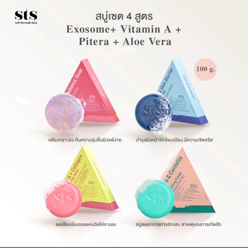 🔥พร้อมส่ง🔥สบู่อโลปราบสิว พิเทร่าผิวกระจ่างใส สบู่คอลลาเจนวิตามินเอ Exosome100g. สบู่sail through 100