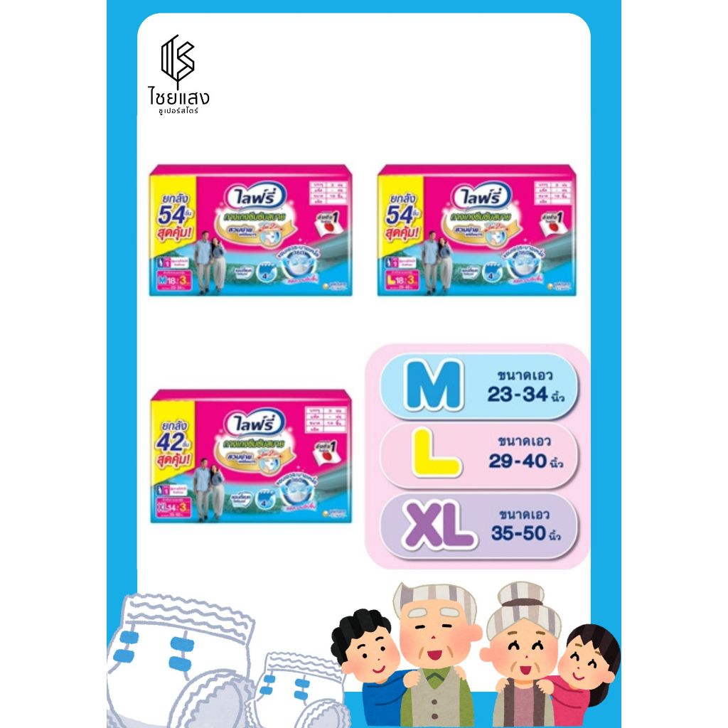 (ยกลังสุดค้ม) Lifree ไลฟ์รี่ กางเกงซึมซับสบาย มี 3 ขนาด