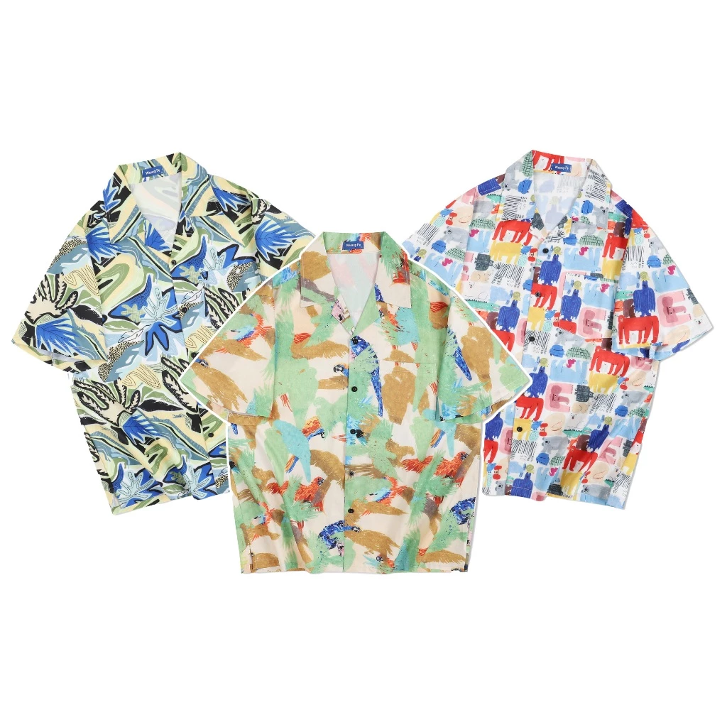 Wassuppe Hawaii Shirt เชิ้ตแขนสั้นลายดอกไม้ ทรงหลวม สไตล์ฮาวาย thumbnail 9