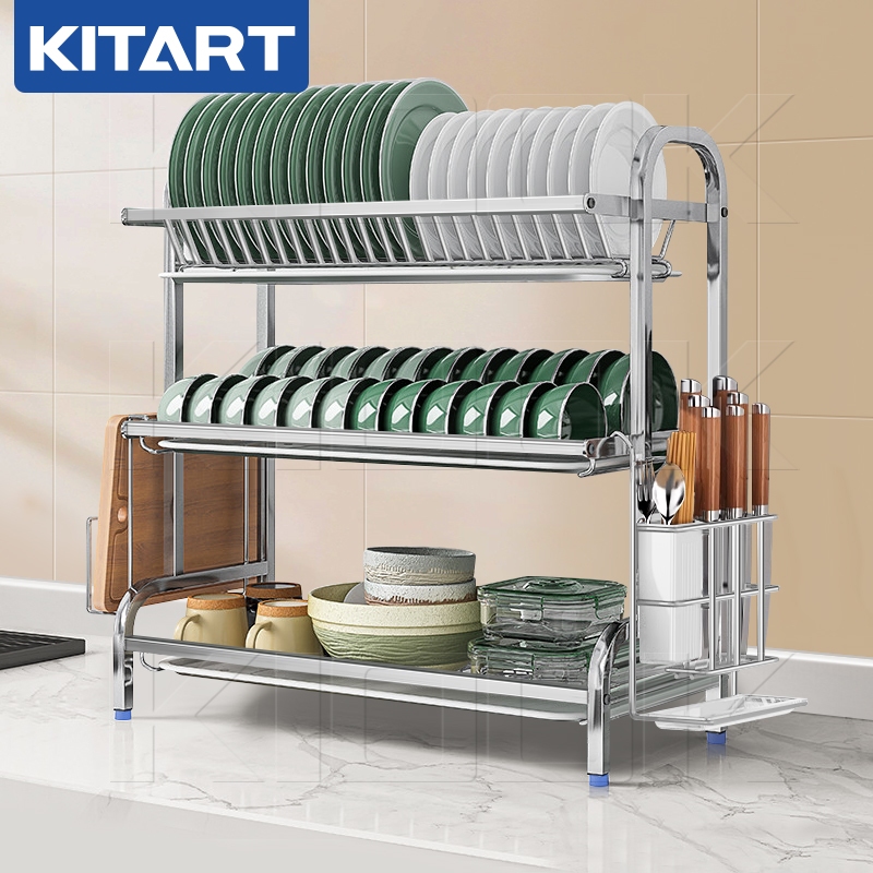 KITART ชั้นวางจาน สแตนเลส 42CM 3ชั้น จะไม่เกิดสนิม