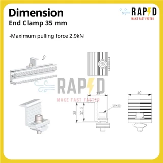 RAPDยึดปลายแผงโซล่าเซลล์(รหัส52212)Solar Mounting-EndClamp 30/35 mm(ราคาต่อชิ้น)สินค้าคุณภาพ