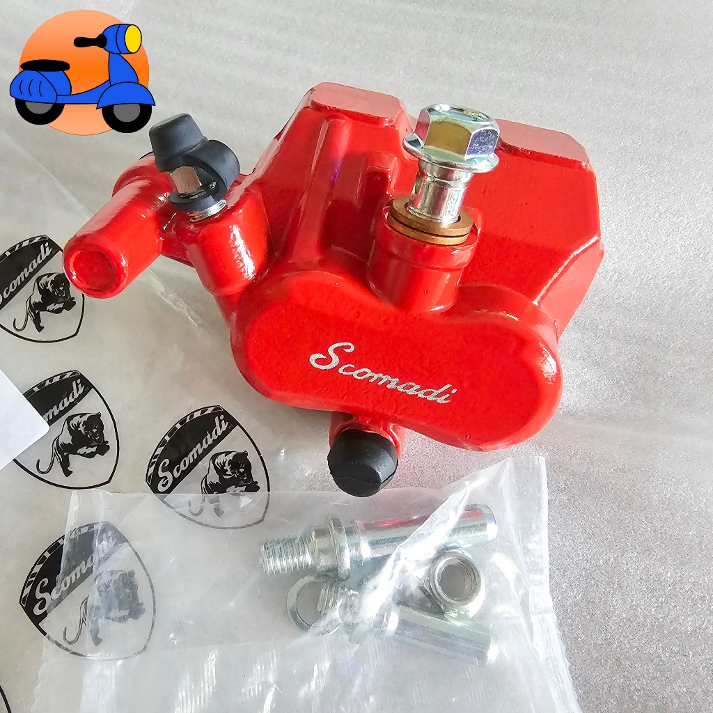 ชุดปั้มดิสก์เบรคหน้าล่าง คาร์ลิปเปอร์เบรคหน้า พร้อมผ้าเบรค Front Caliper Assy สำหรับสโคมาดิ Scomadi 