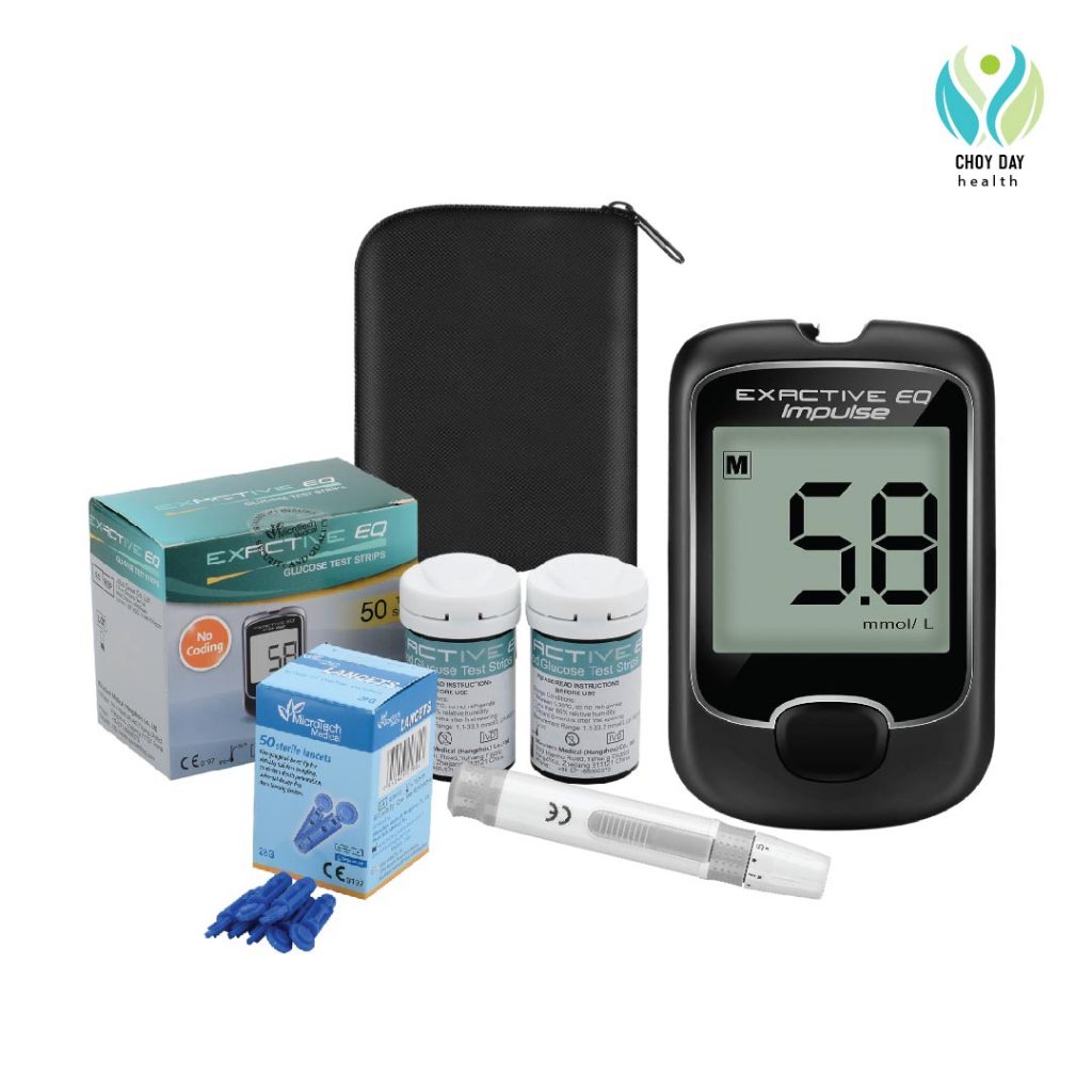 EXACTIVE EQ IMPUISE เครื่องตรวจวัดระดับน้ำตาลในเลือด(เบาหวาน)เซตเครื่อง+แผ่นตรวจ+เข็มเจาะเลือด (รับประกัน 5ป๊)