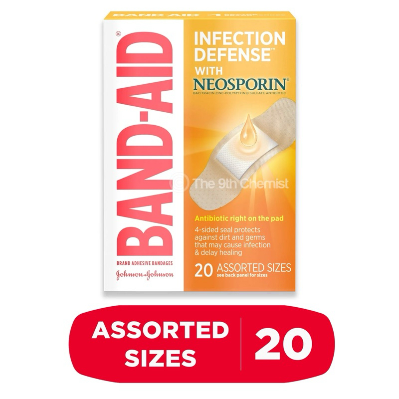 พลาสเตอร์ปิดแผล Bandages with Neosporin 1 กล่องมี 20 ชิ้น