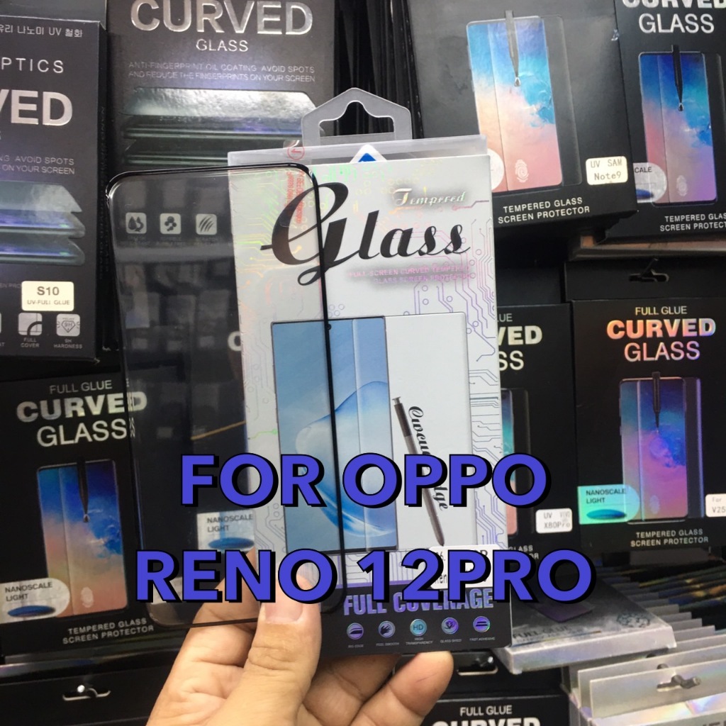 OPPO RENO 12PRO/12 ออปโป้ ฟิล์มกระจก ฟิล์มกันรอยหน้าจอ ฟิล์มกระจกนิรภัยกันรอย แบบเต็มจอ ขอบดำ(FULL GLUE)