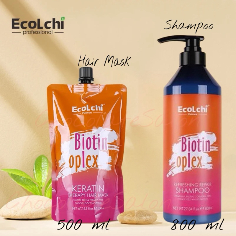 Ecochi Biotin ถุงส้ม Oplex Hair Mask & shampoo อิโคชิ ไบโอติน เคราติน ทรีทเม้น มาส์ค