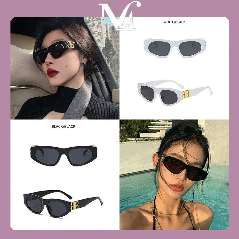 [พร้อมส่งจากไทย] แว่นกันแดดทรงแคทอายทรงสามเหลี่ยม สไตล์ยุโรปและอเมริกา เหมาะสำหรับชายหาดฤดูร้อน มีหลายสีให้เลือก