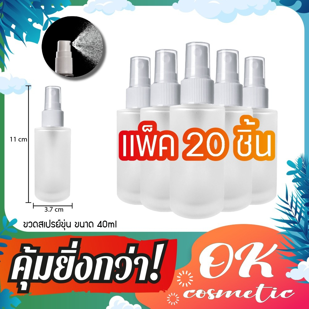 [COSS] (แพ็ค20)ขวดแก้วหัวสเปรย์ GB20-PURE*40ml(ขุ่น)ขวดสเปรย์เปล่า ขวดหัวปั้ม สเปรย์ฉีด บรรจุน้ำหอม  มีของพร้อมส่ง