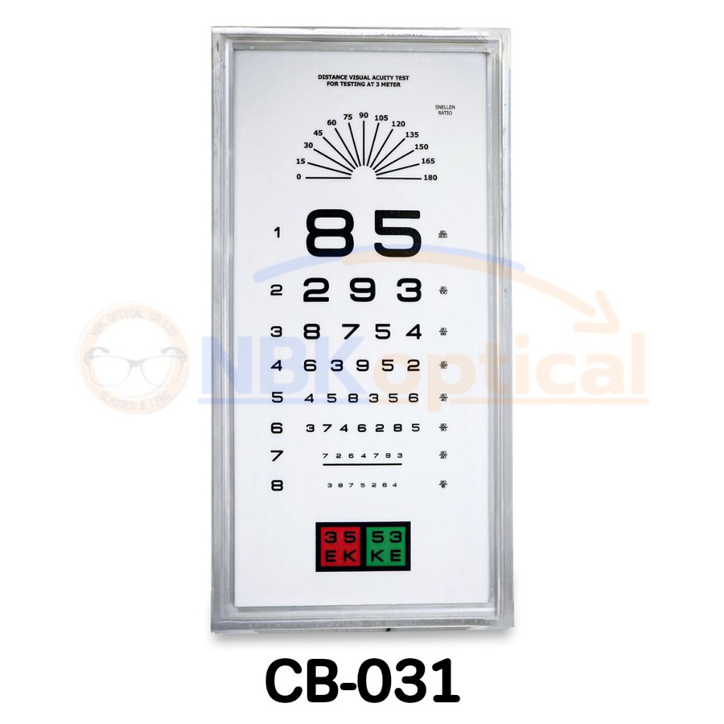 [พร้อมส่ง ] ป้ายวัดสายตามองไกล CB-031 แบบมีไฟ85LED ระยะ 3 เมตร (ขอบเงิน)
