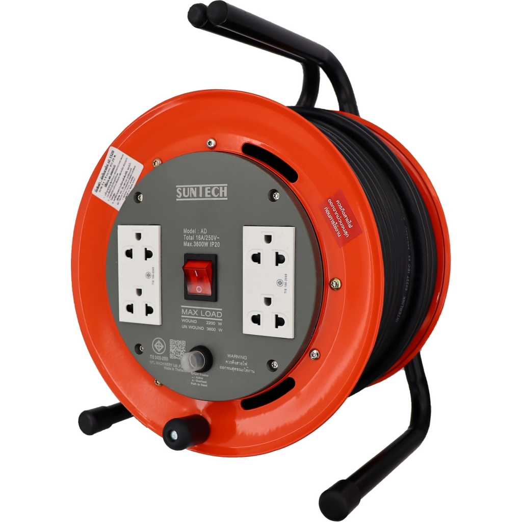 SUNTECH ล้อเก็บสายไฟ  มอก. รุ่น AD1510 16A  ขนาดสายไฟ 1.5 sq.mm ยาว 10 เมตร - รูปที่ 4