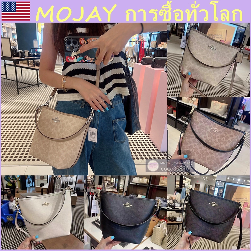 NEW แท้ % Outlet City Bucket กระเป๋าสะพายไหล่ผู้หญิง, กระเป๋าทรงถัง กระเป๋าถือหนัง มาพร้อมสายสะพายยาว