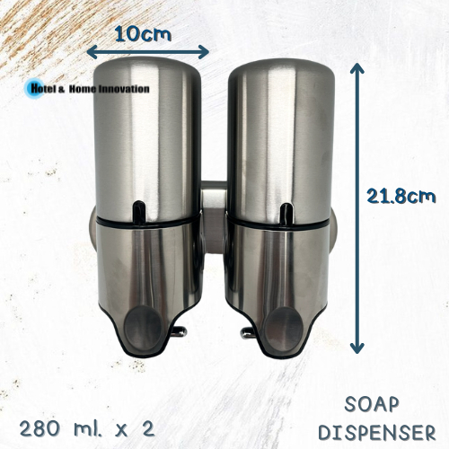 SOAP DISPENSER รุ่น LK-7118L-2 เครื่องจ่ายสบู่เหลวแบบมือคู่ เครื่องจ่ายสบู่แชมพู แบบติดผนัง