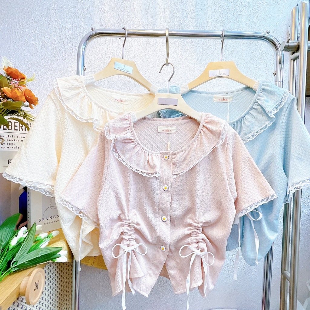 พร้อมส่งงง ป้าย NIDA เสื้อคอบัวรูดด้านหน้า รหัสสินค้า :: N0102