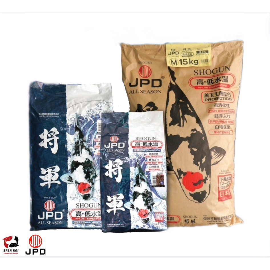 JPD Shogun อาหารปลาคาร์พเร่งผิวขาวล่ำ ผิวมันวาว เหมาะกับทุกฤดูกาล เม็ดจม,ลอย M,L (15 kg, 20 kg)