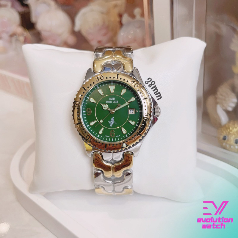 [ของแท้100%]นาฬิกาผู้ชายสายก้างปลา PARIS POLO CLUB รหัส PPC-DD05-SGD-GN เก็บโค้ดลดเพิ่ม เก็บปลายทาง