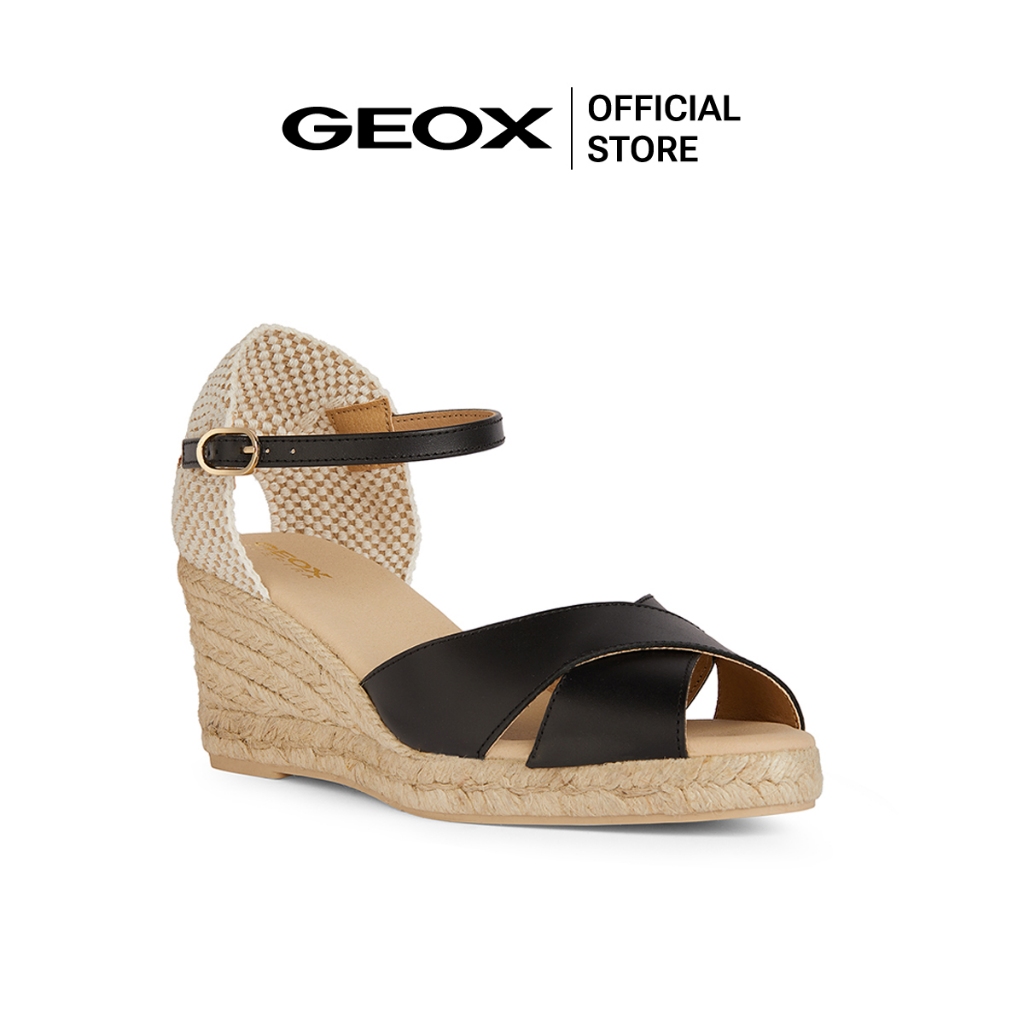 GEOX รองเท้าหนังส้นสูงผู้หญิง D GELSA LOW - BLACK SS24 (D45NGAC9999F_U4BKXX)