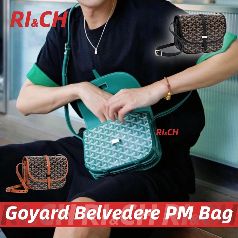 Goyard Belvedere PM Shoulder Bag Men's Messenger Bag กระเป๋าแมสเซนเจอร์ #Rich ราคาถูกที่สุดใน Shopee