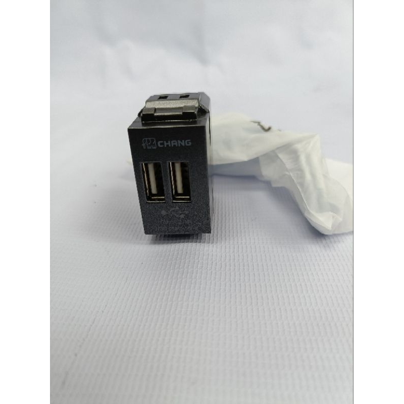 CHANG USB SOCKET เต้ารับ USB 2 ช่อง (วายซีรี่ย์) พร้อมสายชาร์จ สำหับชาร์จไฟ 2.1 แอมป์