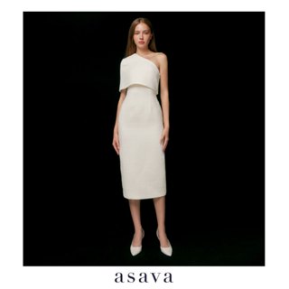 [asava aw23] Larentia Tweed One-shoulder Cape Dress เดรสผู้ห…
